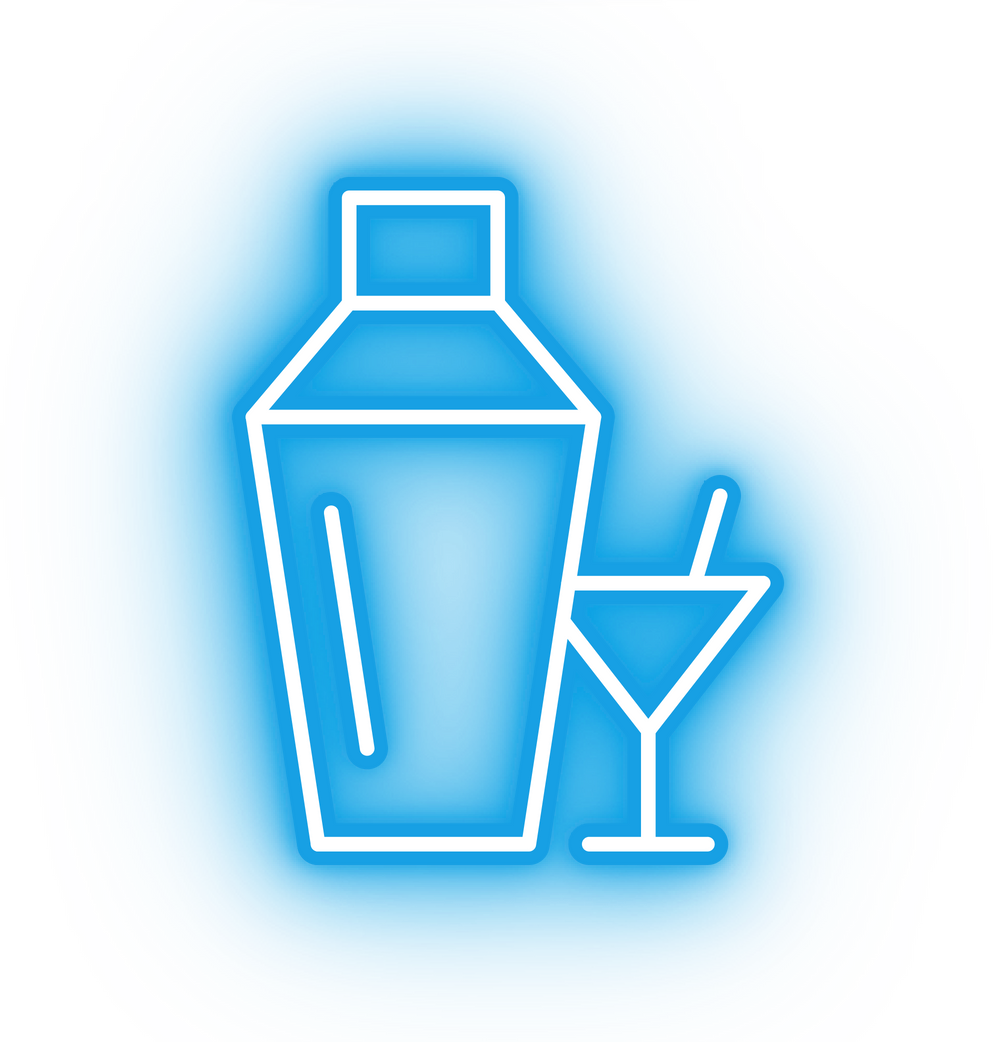 Neon blue cocktail icon